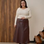 Спідниця з екошкіри 528 коричневий