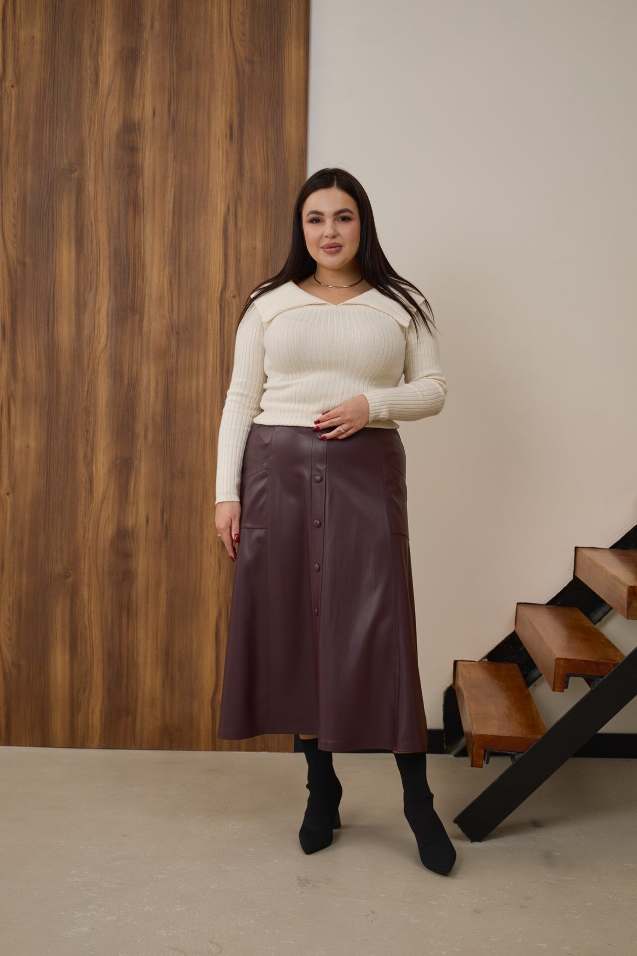 shirt2691_resized Спідниця з екошкіри 528 марасала - Зображення 1
