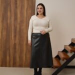Спідниця з екошкіри 528 чорний